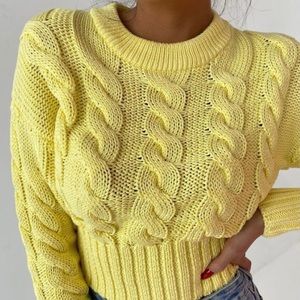 Cropped bright yellow sweater—Size Large